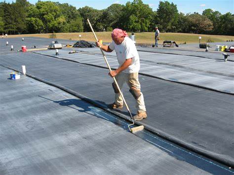 Rubber Roofing in Progress